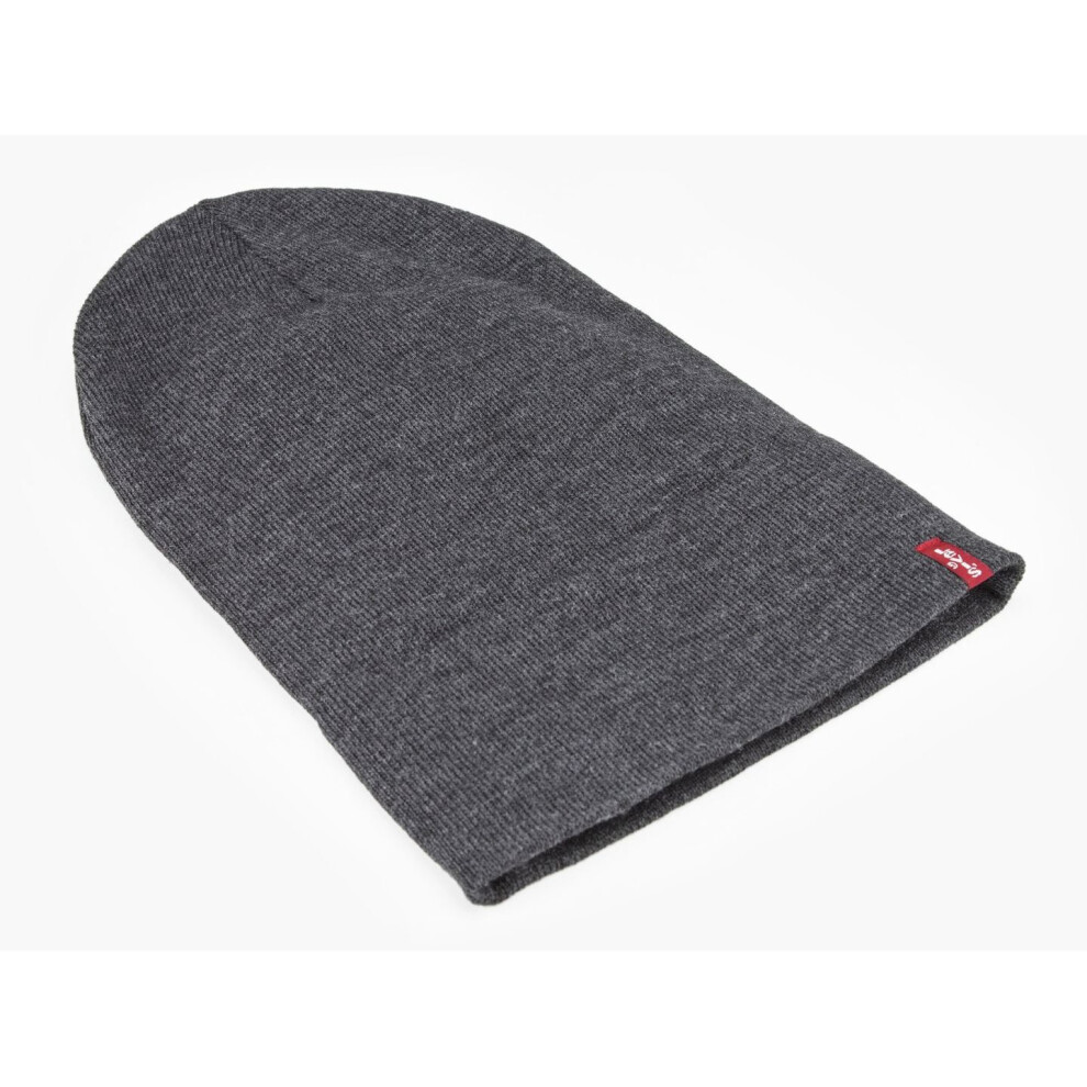 Levi's Levi Knitted Eu11 Slouchy Beanie ~ Red Tab Grey - Image 4