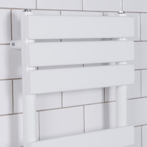 PlumbGalaxy Juva 1200 x 450mm White Flat Panel Heated Towel Rail 1