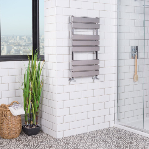 WarmeHaus Juva 800 x 450mm Chrome Flat Panel Heated Towel Rail