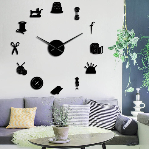 (Gold, 37 inch) Tailor Shop DIY Giant Wall Clock 2