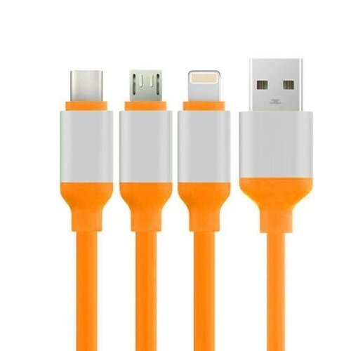 (Orange) Universal 3 in1 Multi USB Charger Charging Sync Cable for Android Phones Tablets