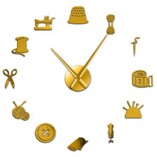 (Gold, 37 inch) Tailor Shop DIY Giant Wall Clock