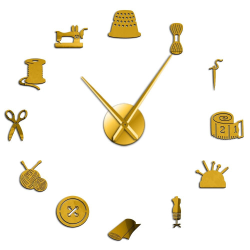 (Gold, 37 inch) Tailor Shop DIY Giant Wall Clock