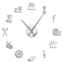 (Silver, 37 inch) Tailor Shop DIY Giant Wall Clock