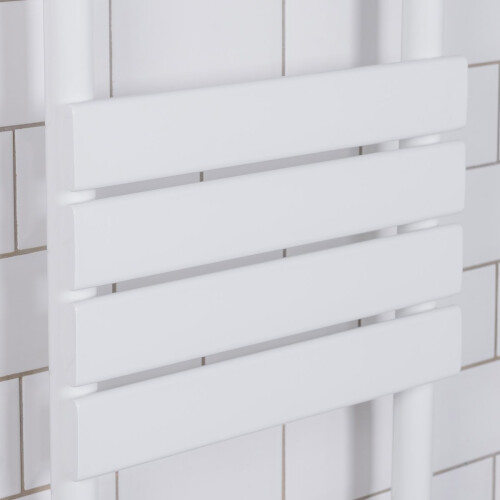 PlumbGalaxy Juva 1200 x 450mm White Flat Panel Heated Towel Rail 2