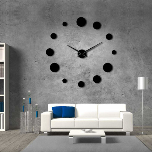 (Silver, 47 inch) Round Mirror Large Wall Clock Simple Modern Design Frameless Giant Wall Clock 1