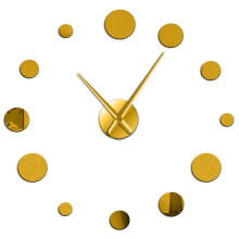 (Gold, 47 inch) Round Mirror Large Wall Clock Simple Modern Design Frameless Giant Wall Clock