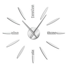 (Silver, 37 inch) Frameless DIY 3D Mirror Large Mute Wall Stickers for Living Room Bedroom Home Decorations Wall Clock