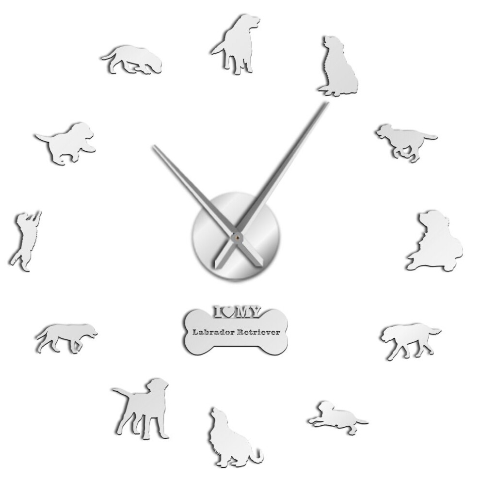 (Silver, 37 inch) The Labrador Retriever Large Wall Clock