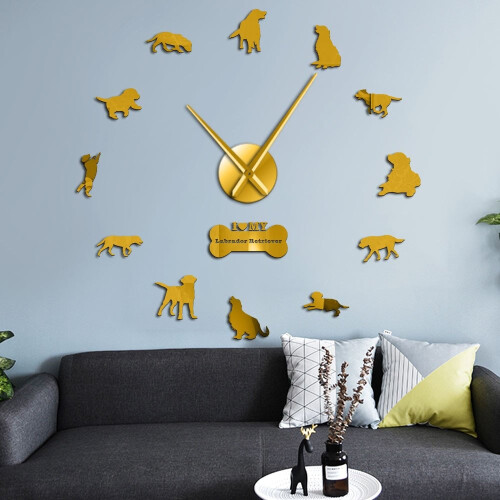 (Gold, 37 inch) The Labrador Retriever Large Wall Clock 2