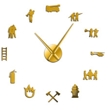(Gold, 47 inch) Firefighter Love DIY Giant Wall Clock
