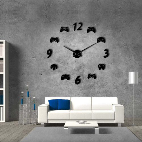 (Gold, 37 inch) Video Game Controllers DIY Large Wall Clock 2