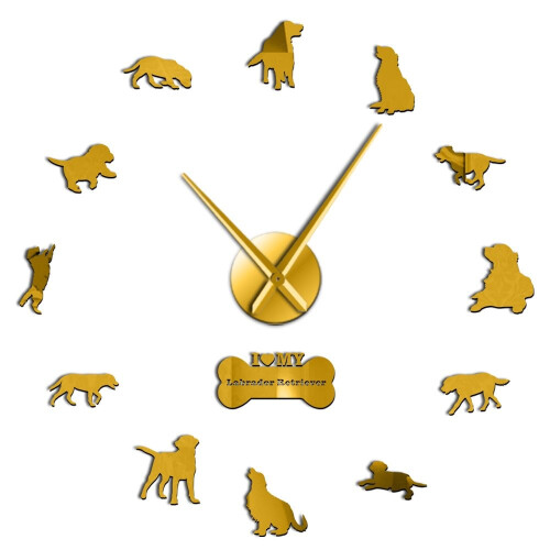 (Gold, 37 inch) The Labrador Retriever Large Wall Clock
