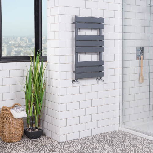 WarmeHaus Juva 800 x 450mm Sand Grey Flat Panel Heated Towel Rail