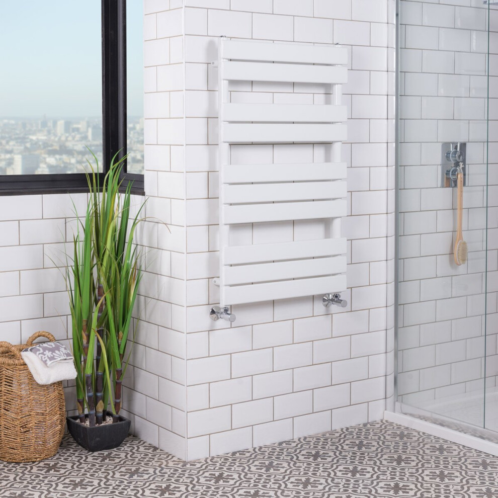 Juva 1000 x 600mm White Flat Panel Heated Towel Rail