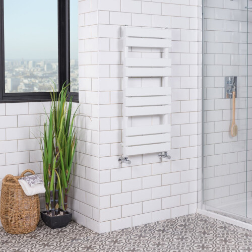 WarmeHaus Juva 1000 x 450mm White Flat Panel Heated Towel Rail