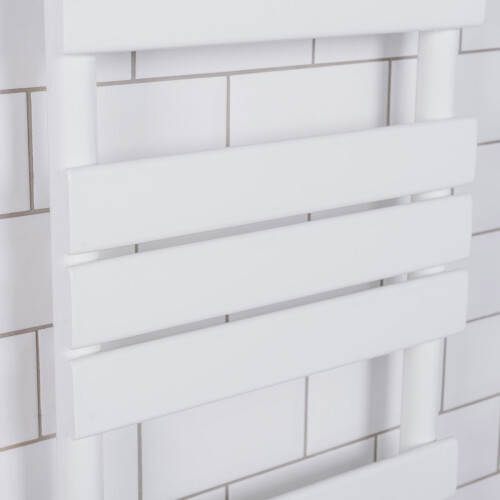 PlumbGalaxy Juva 800 x 450mm White Flat Panel Heated Towel Rail 2