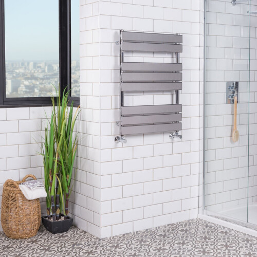 WarmeHaus Juva 800 x 600mm Chrome Flat Panel Heated Towel Rail