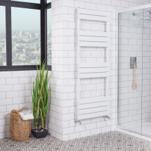 Juva 1600 x 600mm White Flat Panel Heated Towel Rail