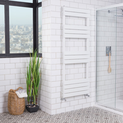 WarmeHaus Juva 1600 x 600mm White Flat Panel Heated Towel Rail