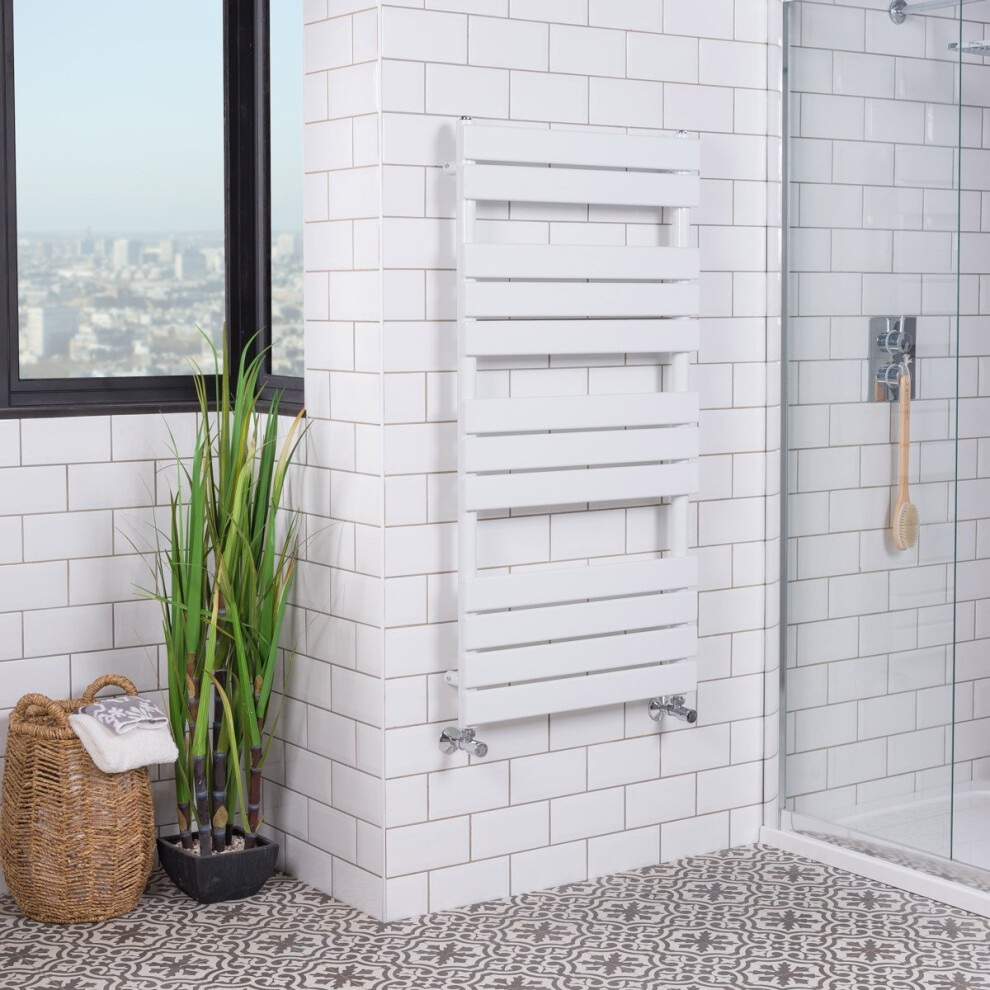 Juva 1200 x 600mm White Flat Panel Heated Towel Rail