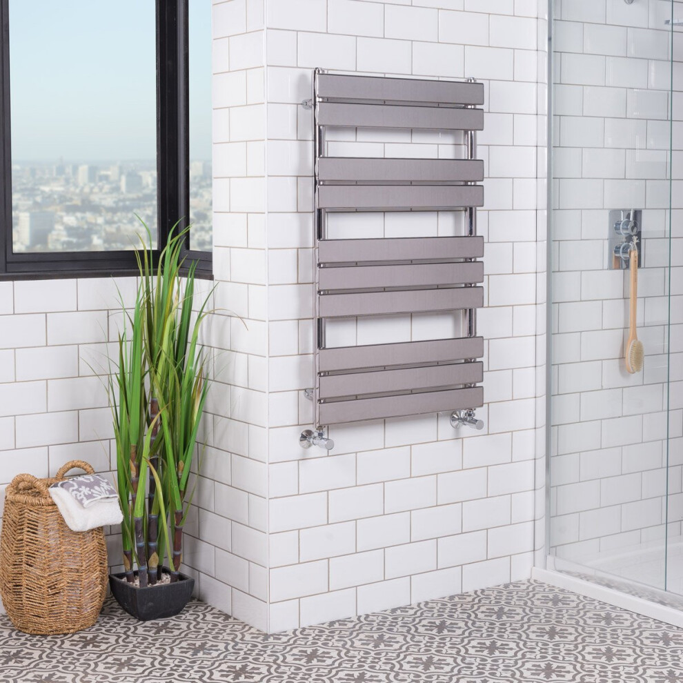 Juva 1000 x 600mm Chrome Flat Panel Heated Towel Rail