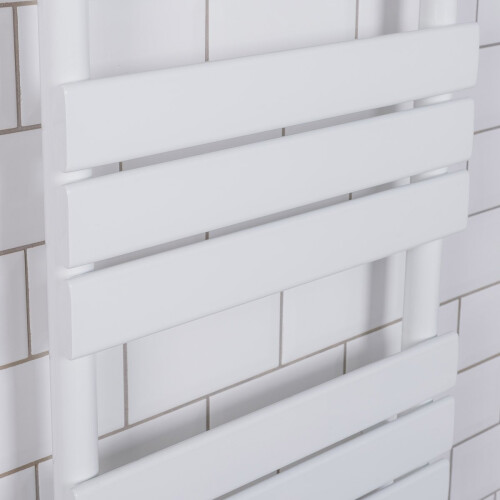 PlumbGalaxy Juva 800 x 500mm White Flat Panel Heated Towel Rail 2
