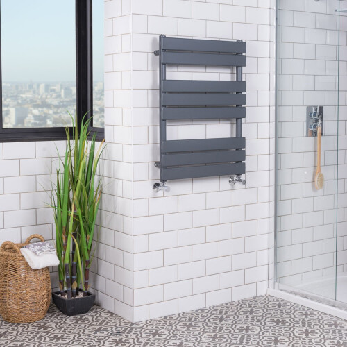 WarmeHaus Juva 800 x 600mm Sand Grey Flat Panel Heated Towel Rail