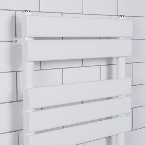 PlumbGalaxy Juva 800 x 500mm White Flat Panel Heated Towel Rail 1