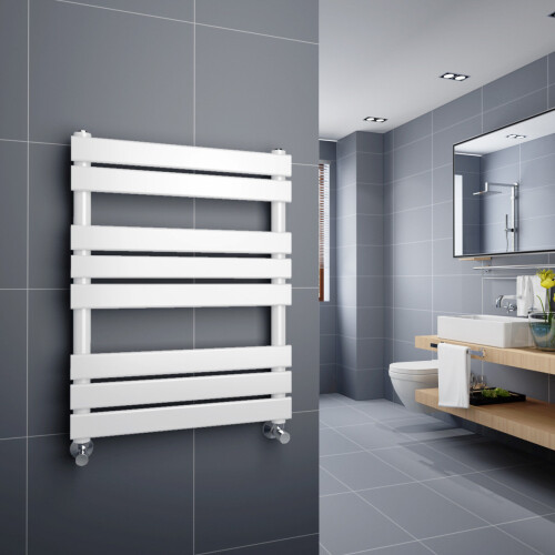 WarmeHaus Juva 800 x 600mm White Flat Panel Heated Towel Rail