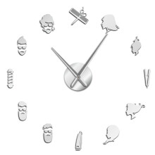 (Silver, 47 inch) Barber Pole Shears Beauty Salon DIY Wall Art Giant Wall Clock