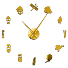 (Gold, 37 inch) Barber Pole Shears Beauty Salon DIY Wall Art Giant Wall Clock