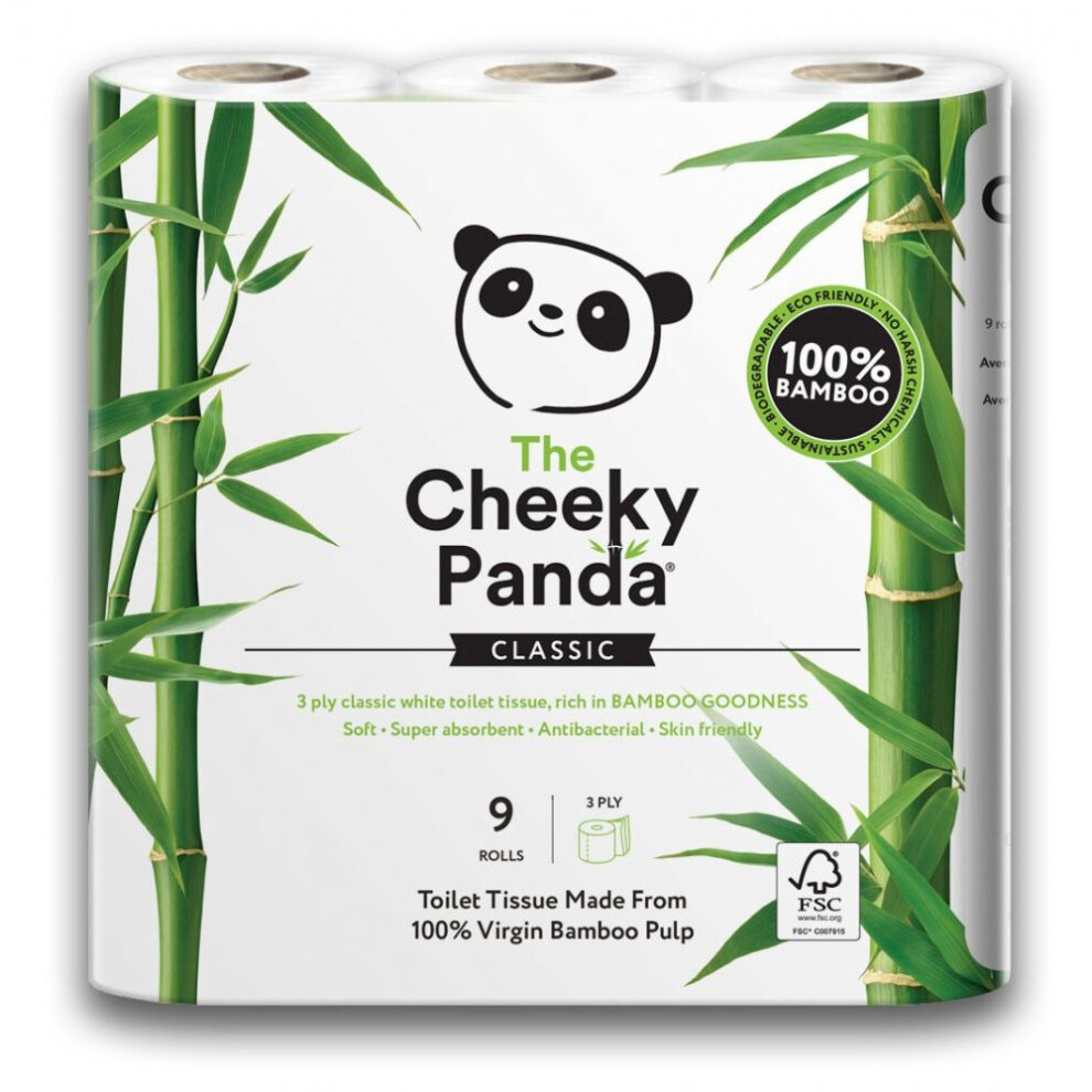 The Cheeky Panda 100% Bamboo Toilet Tissue 9 Pack (Cheeky Panda)