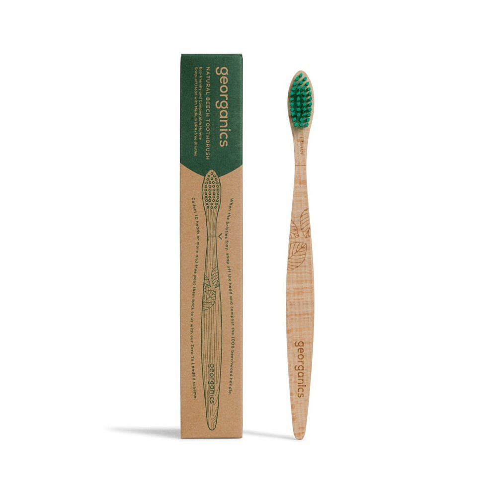Georganics Natural Beech Toothbrush - (Georganics) Medium