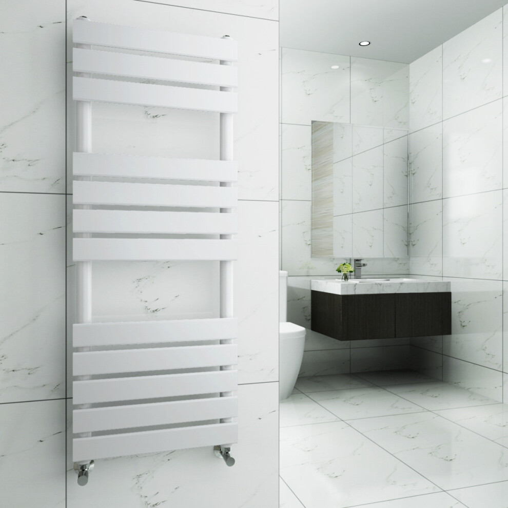 Juva 1200 x 500mm White Flat Panel Heated Towel Rail