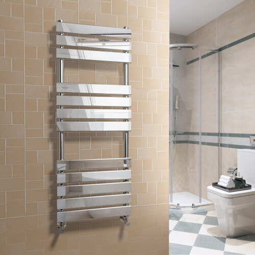 WarmeHaus Juva 1200 x 450mm Chrome Flat Panel Heated Towel Rail
