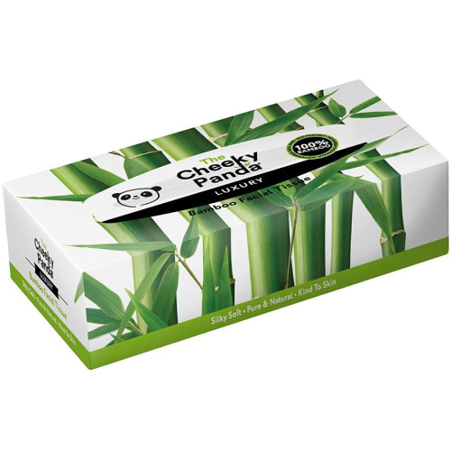 The Cheeky Panda 100% Bamboo Facial Tissue Flat Box, 80 Sheets (Cheeky Panda)