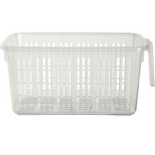 Clear Storage Caddy Baskets With Handle Easy Cupboard Shelf Tidy