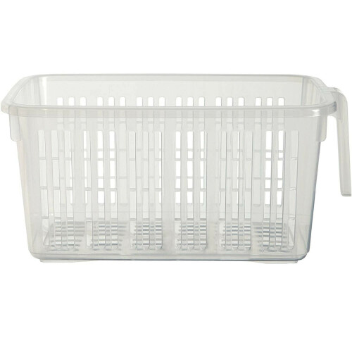 Clear Storage Caddy Baskets With Handle Easy Cupboard Shelf Tidy