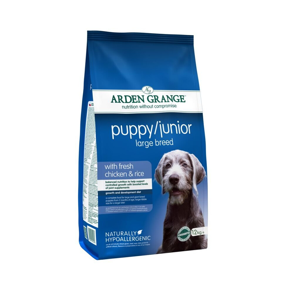 (12kg bag) Dry Dog Food Arden Grange Large Breed Puppy/Junior Chicken & Rice