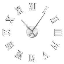 (Silver, 37 inch) Modern DIY Large Wall Clock 3D Mirror Surface Sticker Home Decor Art Giant Wall Clock