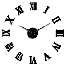 (Black, 37 inch) Modern DIY Large Wall Clock 3D Mirror Surface Sticker Home Decor Art Giant Wall Clock