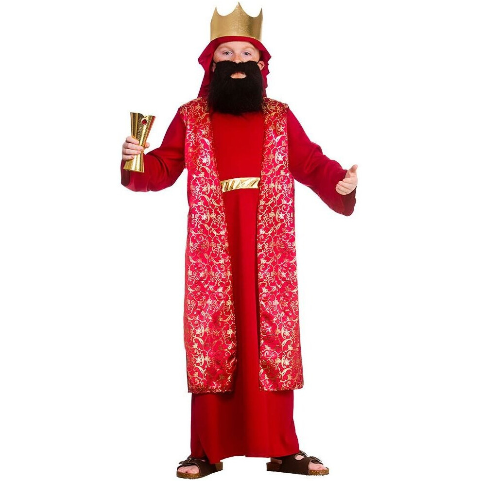 Photos - Fancy Dress  Kids Nativity Wise Man King Christmas Costume Red,Gold XMC-4854.(M)(Red, Medium)