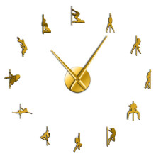 (gold, 47 inch) Pole Dance DIY Giant Sexy Girls Stripper Mirror Numbers Stickers Steal Tube Dancer Night Club Decor Modern Wall Clock