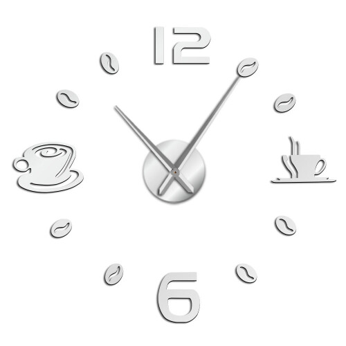 (silver, 47 inch) Cafe DIY Large  Frameless Giant Wall Clock