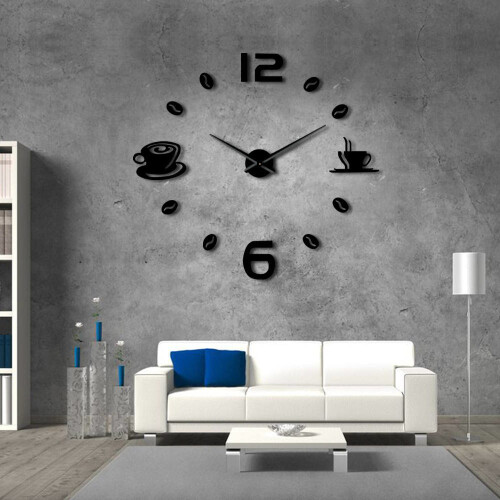 (silver, 47 inch) Cafe DIY Large  Frameless Giant Wall Clock 2