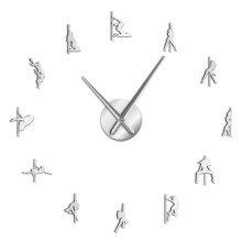 (silver, 37 inch) Pole Dance DIY Giant Sexy Girls Stripper Mirror Numbers Stickers Steal Tube Dancer Night Club Decor Modern Wall Clock
