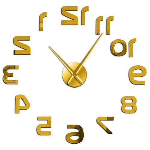 (gold, 47 inch) DIY  Modern Design Reverse Numbers  Hands Clockwise Moving  Wall Clock