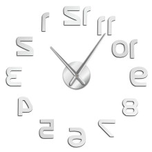(silver, 47 inch) DIY Modern Design Reverse Numbers Hands Clockwise Moving Wall Clock