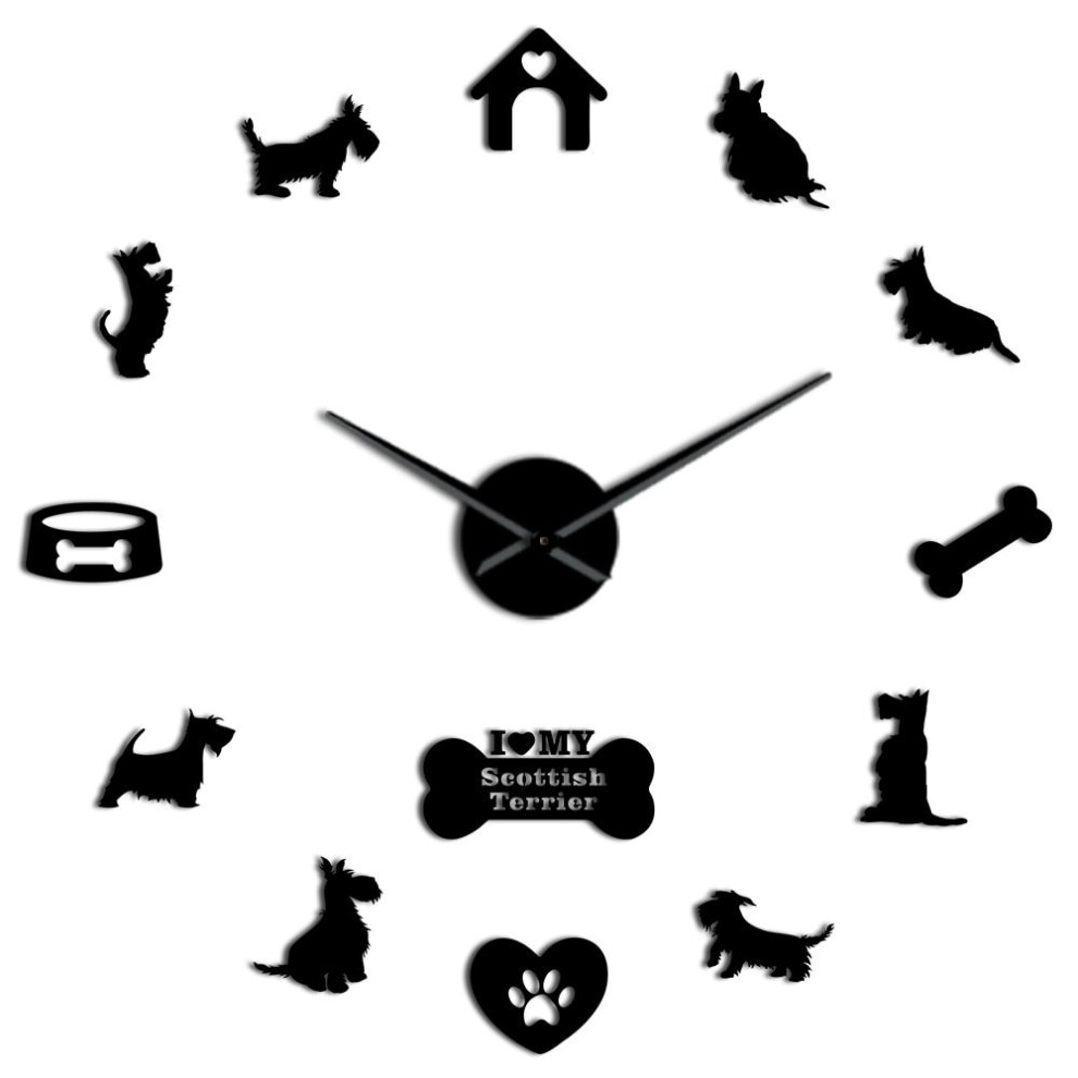 Scottish Terrier Aberdeen Terrier I Love My Scottie DIY Sticker Frameless Big Wall Clock